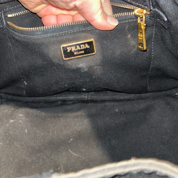 PRADA Canapa Canvas Tote Bag Black - Picture 6 of 14